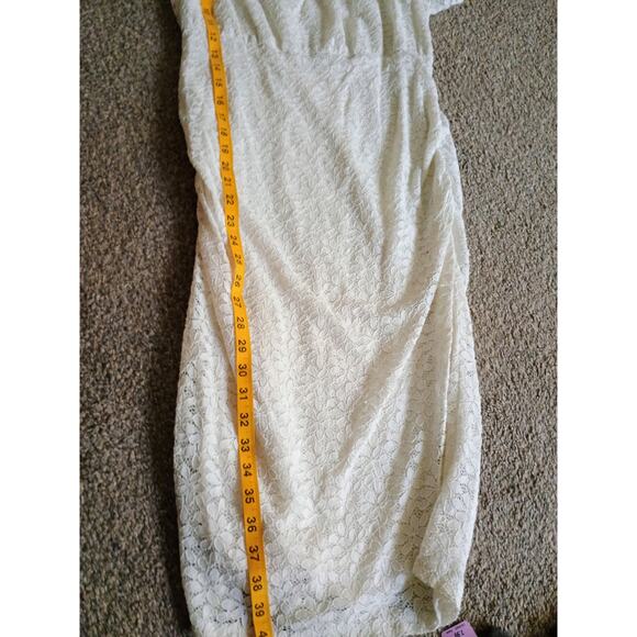 Motherhood Maternity Ivory Off Shoulder Floral Lace Dress women's small - Picture 13 of 13